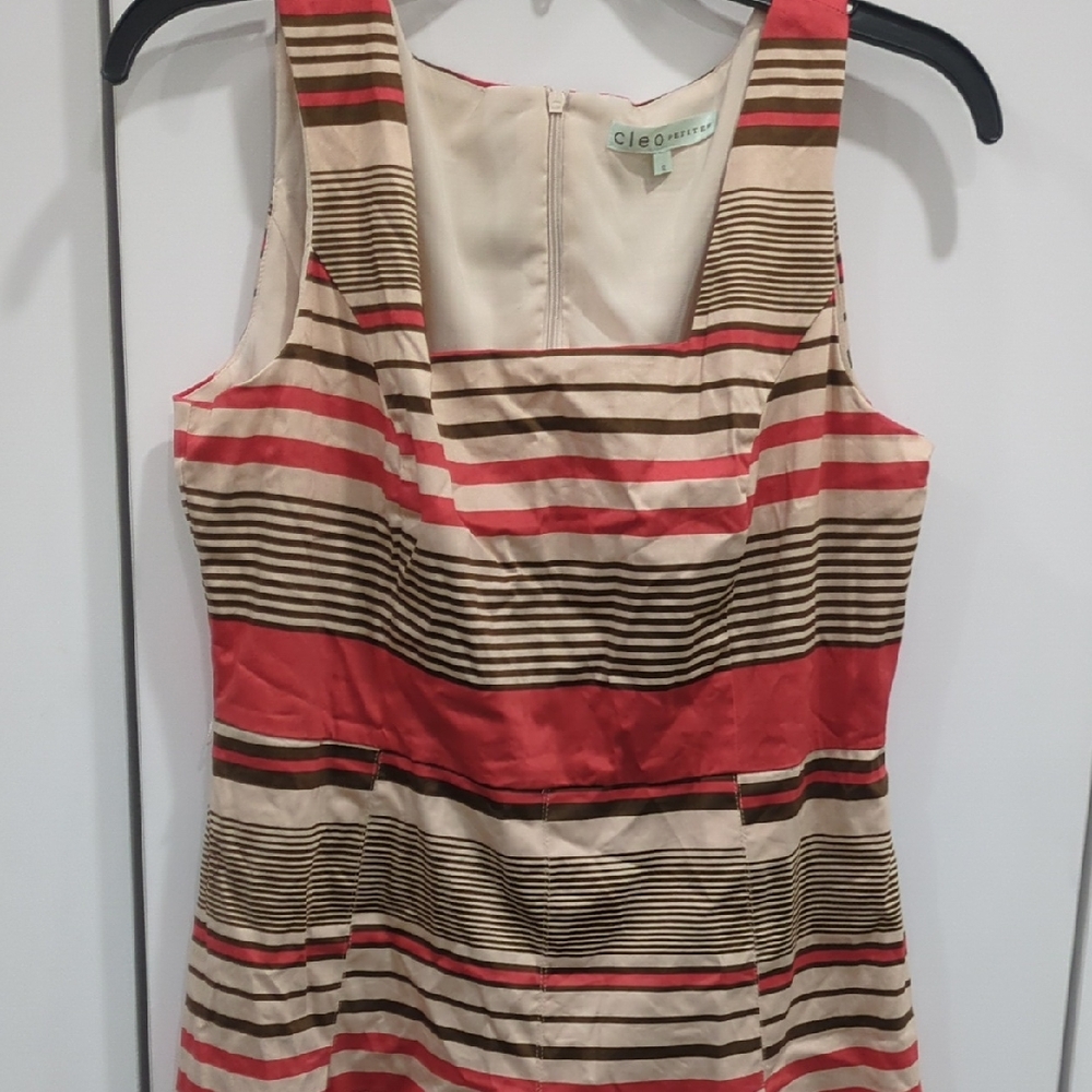 Cleo Multicolor Striped Dress Tan Brown Orange Reddish S5 Cotton Spandex